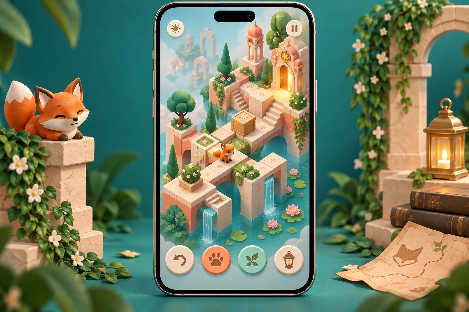 Pocket Sanctuary — 2020s inspired Mobile Puzzle concept art